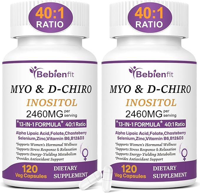 13-in-1 Myo Inositol & D-Chiro Inositol for Women,2460mg-40:1 Ratio Supplement Plus Alpha Lipoic Acid/Folate/Vitex/Magnesium,240 Vegan Capsules