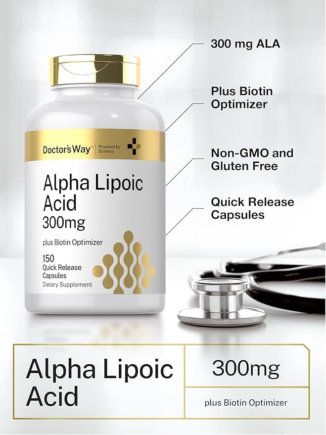 Doctor's Way Alpha Lipoic Acid 300mg | 150 Capsules | with Biotin Optimizer | ALA Supplement | Non-GMO, Gluten Free