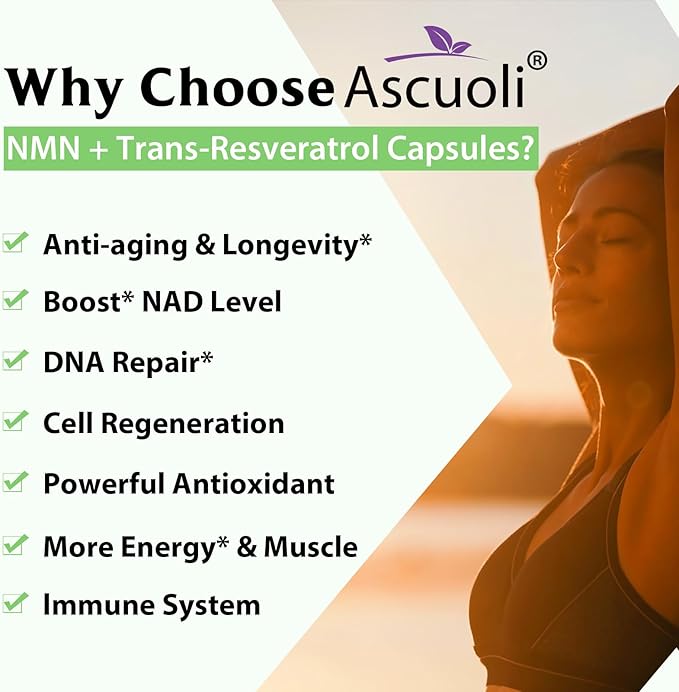 99% Ultra Purity NMN 500mg + Trans-Resveratrol 600mg, 1150mg NMN Resveratrol Supplement, 3-in-1 Advanced Formula for Boost* NAD, Cell, Immune, Energy & Muscle, Healthy Aging, Stabilized Form - 60 Caps