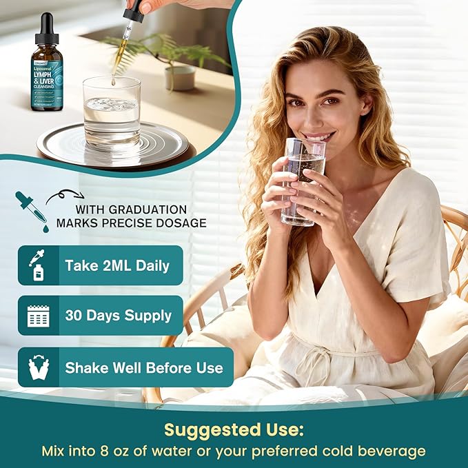 2PCS Liposomal Lymphatic Drainage Drops - 21 in 1 Liver Cleanse Detox & Repair with Milk Thistle, Echinacea, Burdock Root, Liposomal Glutathione, Vitamin Complex ''Lymph-Liver'' Gut & Metabolic Health