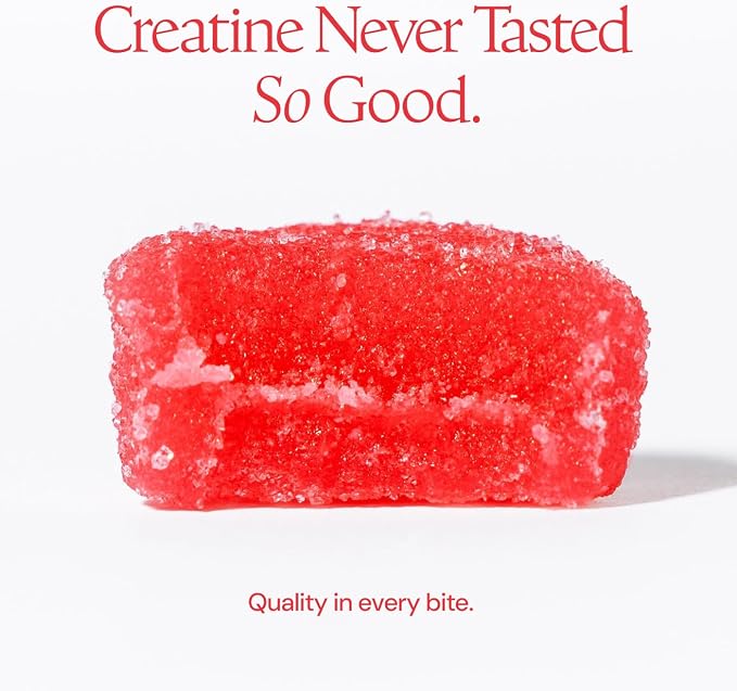 Create Creatine Monohydrate Gummies for Men & Women, Boost Focus, Strength, and Endurance, Anti-Melting Formula, Vegan, Gluten-Free, Non-GMO, 1.5g of Creatine per Gummy (Sour Cherry)