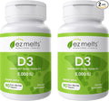 EZ Melts Dissolvable Vitamin D3 5,000 IU - Vegan Vitamin D Supplement for Bone & Teeth Support - No Artificial Flavors - Plant-Based & Non-GMO - Green Apple - 180 Dissolvable Tablets (180 Servings)