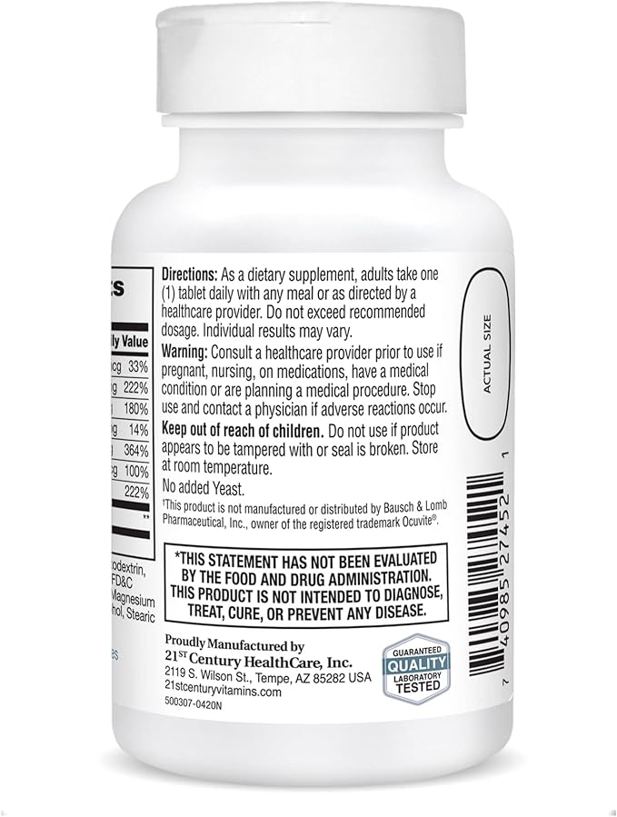 21st Century Healthy Eyes with Lutein Tablets White (27452) 60 Count (Pack of 2)