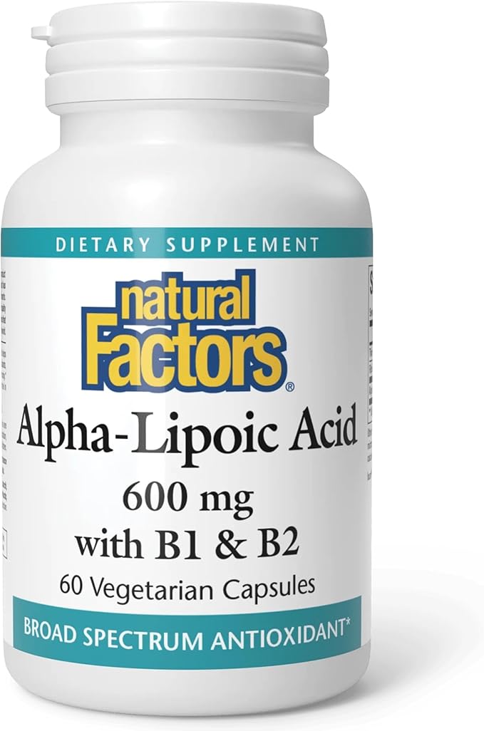 Natural Factors Alpha-Lipoic Acid with B1 & B2 - Antioxidant Support* - Non-GMO - 60 Vegetarian Capsules
