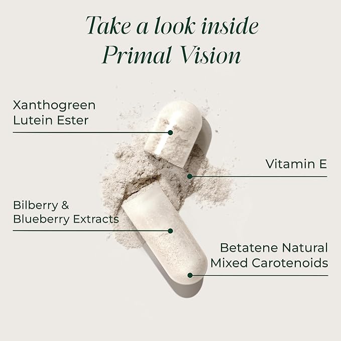 Primal Harvest Primal Vision with Lutein, Zeaxanthin, Vitamin A and Zinc for Eye Health, Blue Light Support and Visual Clarity