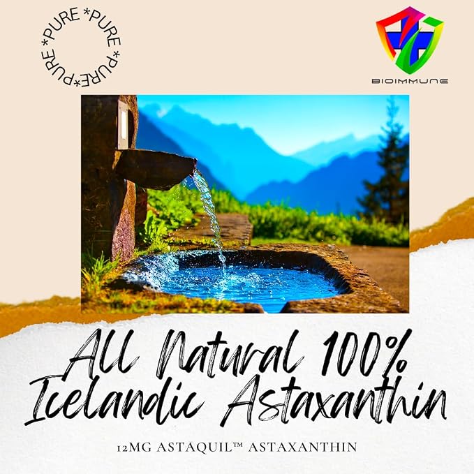 BioImmune Triple Strength AstaQuil™ Astaxanthin 12mg Enhanced Absorption, 60 Softgels w/Organic Coconut Oil. Powerful Antioxidant for Eye, Joint & Heart Health.