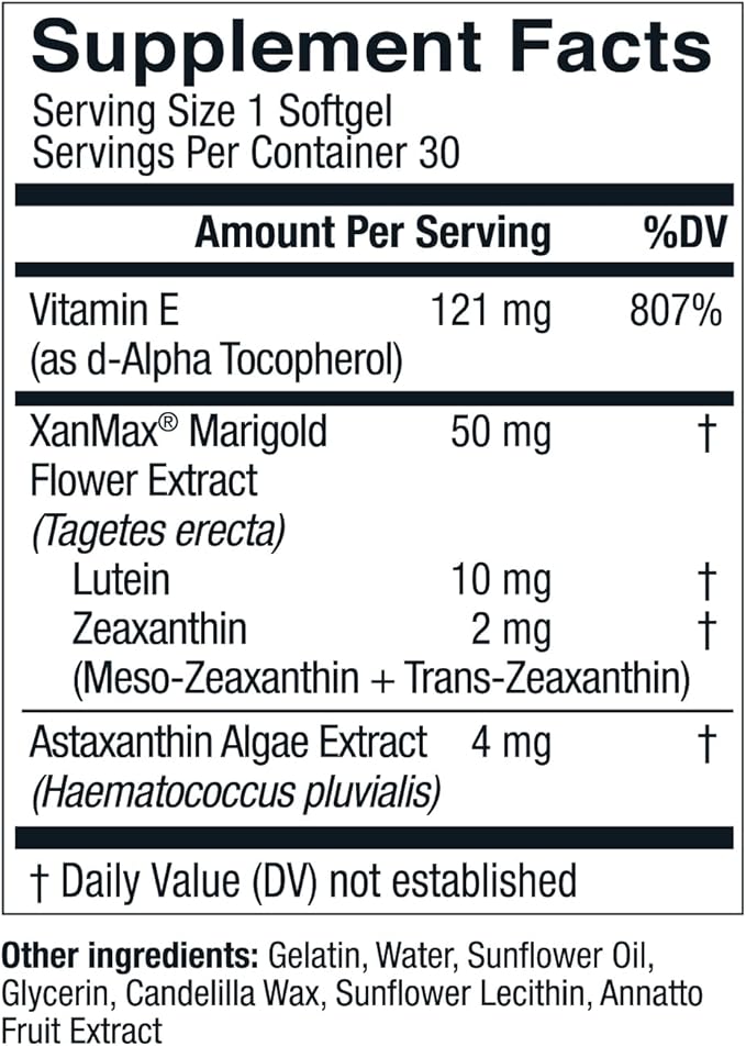 Live Conscious Eye Vitamins Select AREDS 2 Ingredients with Vitamin E, Lutein, and Astaxanthin - OptiWell Eye Health Supplement and Blue Light Support - 30 Softgels