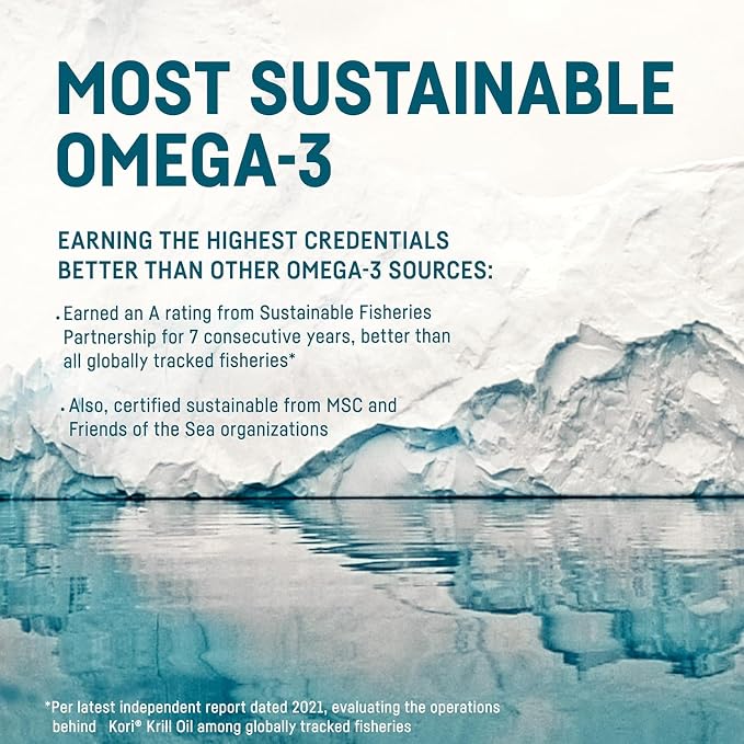 Kori Krill Antarctic Krill Oil Omega 3 Supplement, EPA & DHA, Superior Absorption vs Fish-Oil, 800 mg, 90 softgels