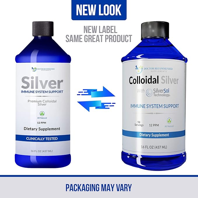 Colloidal Silver Liquid - 12 PPM Premium Silver Solution, 60 MCG Per Serving, All Natural, Vegan Immune System Support, Ionic Silver Water Daily Mineral Supplement (3-16 Fl oz Bottles)