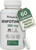 PRISTINE'S Benfotiamine 300mg High Bioavailability Nerve Support Supplement - 60 Day Supply - Fat Soluble Vitamin B1 Supplements - Vegan - Non-GMO