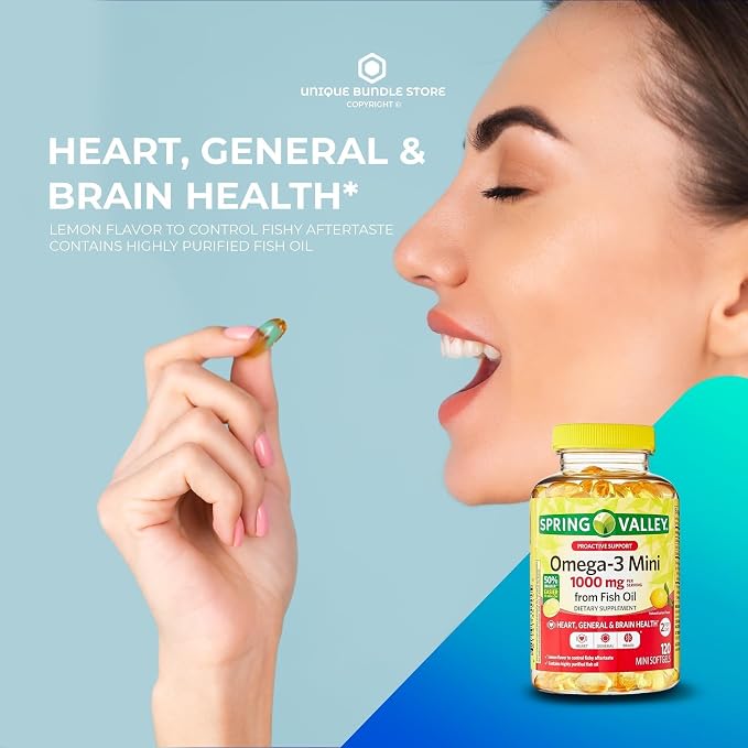 Omega-3 Mini Fish Oil – 120 Mini Softgels, Easy-to-Swallow Omega 3 Fatty Acid Supplements with EPA & DHA, Burpless Fish Oil Omega 3, Lemon Flavor Omega 3 Supplement for Women & Men (Pack of 3)