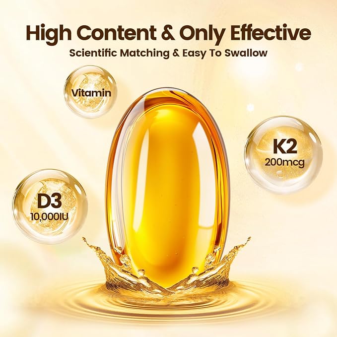 VivoNu Vitamin D3 K2 10000 IU with MK7-300 Virgin Coconut Oil Softgels, 2 in 1 Vitamins D & K Complex | Vitamina D3 con K2 (600 Softgels /2 Bag)