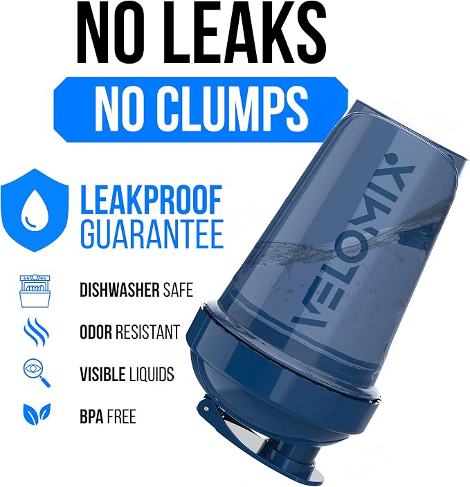 VELOMIX -2 Pack- 20 oz Protein Shaker Bottles for Protein Mixes - 2x Wire Whisk | Leak Proof Shaker Cups for Protein Shakes and Pre Workout | Protein Shaker Bottle Pack (B3) Green/Blue