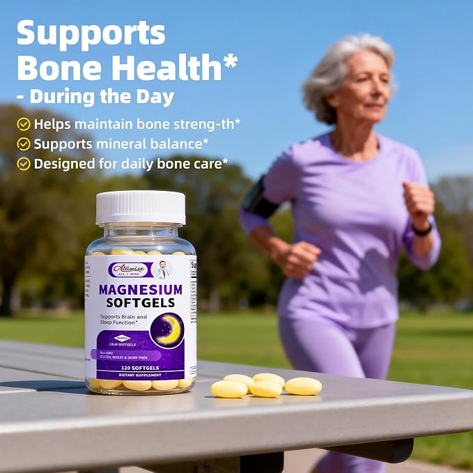 Magnesium Glycinate 400mg Softgels, Small Easy to Swallow High Absorption Magnesium Supplement, with Vitamin D3 & K2 for Sleep Relax Calm Muscle Bone* Health, 120 Gelcaps