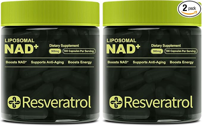 NAD+ Supplement, NAD Nicotinamide Riboside Resveratrol, Liposomal NAD - NMNH Supplement Alternative for Anti-Aging, Mental Clarity & Cellular Energy – 2PCS