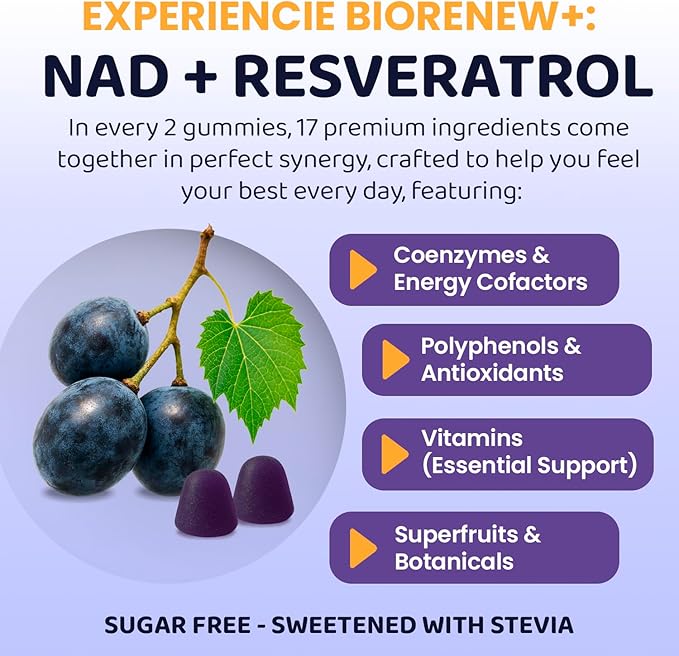 NAD+ Complex Gummies (90 Ct, 45 Servings), Resveratrol, 500mg of TMG, Quercetin, Curcumin, Berberine & Antioxidants | Advanced Plant-Based Formula for Daily Cellular Balance & Longevity Nutrition