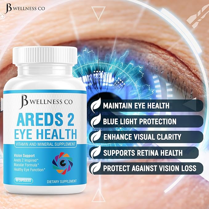 JB Wellness AREDS 2 Eye Vitamin & Mineral Supplement, Contains Lutein, Vitamin C, Zeaxanthin, Zinc & Vitamin Enhance Vision Supplement - 180 Count