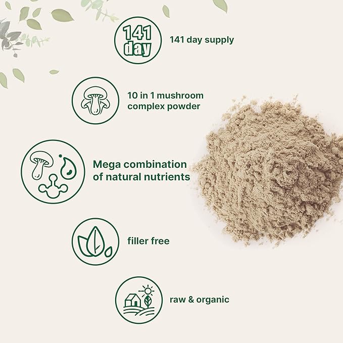 Micro Ingredients Organic Mushroom 10-in-1 Blend, 5 oz | Chaga, Lion’s Mane, Cordyceps & More | Great for Smoothies & Daily Use | Non-GMO, Vegan Friendly