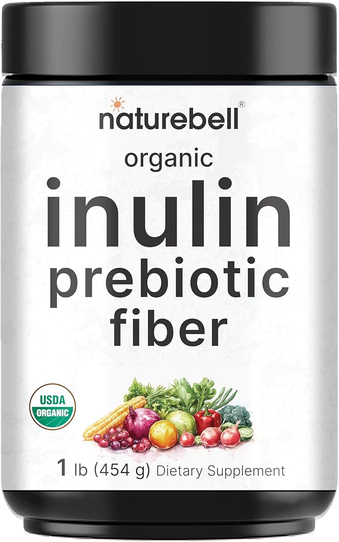 NatureBell Organic Inulin Prebiotic Fiber Powder, 1lb | Natural Chicory Root Source – Easily Mixes with Coffee or Smoothies – Fiber Supplement for Women & Men – Non-GMO, Vegan Friendly, Gluten Free