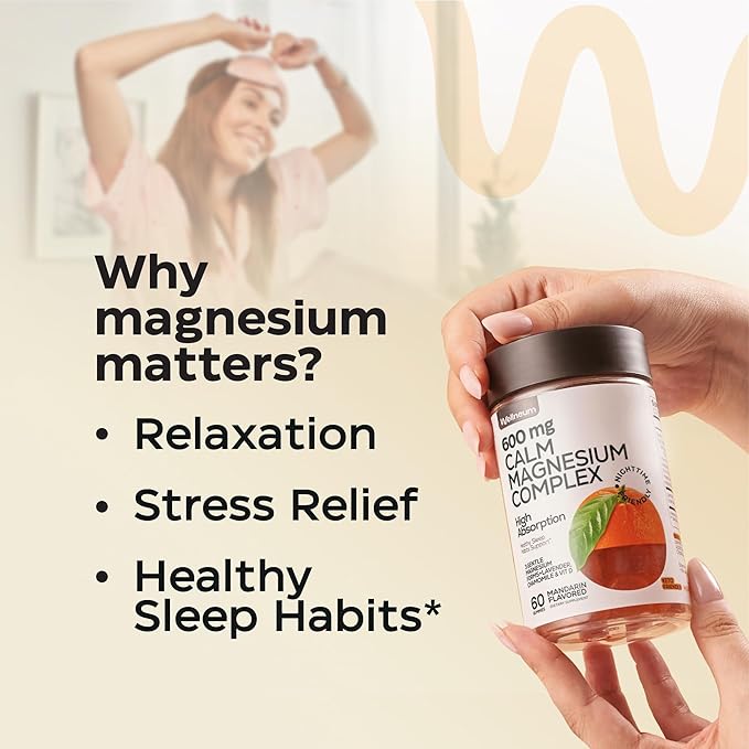 (2 Pack) Calm Magnesium Gummies 600 Mg - Magnesium Complex Chews 6-in-1 - Glycinate, Citrate, Malate, Vit D, Herbs - High Absorption, Healthy Response to Stress, Sleep Calm Support - Vegan, Sugar Free