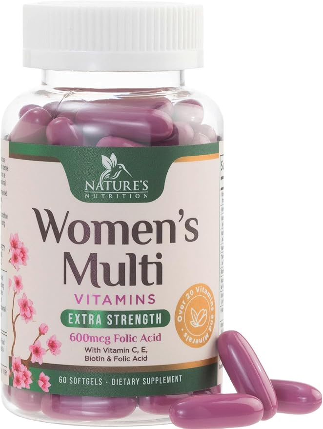 Multivitamin for Women - Essential Daily Womens Multivitamins with Calcium, Folic Acid, Vitamin A, C, D, E, B Vitamins, Zinc and Iron - Energy, Focus & Immune Support, Bottled In USA - 60 Softgels