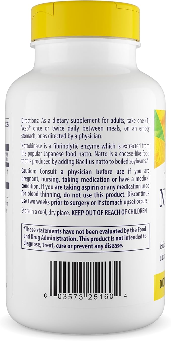 Healthy Origins Nattokinase 2,000 FU's (100 mg, Non-GMO, Gluten Free, Circulatory Support), 180 Veggie Caps