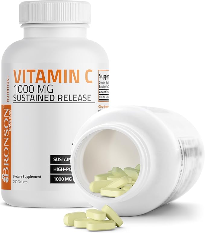 Bronson Vitamin C 1000 mg Sustained Release Premium Non-GMO Ascorbic Acid, 250 Tablets