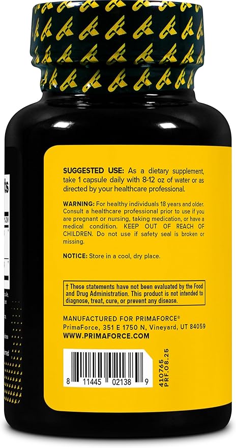 Primaforce KSM-66 Ashwagandha Root Extract (600mg) 60 Veggie Capsules - 5% Withanolides with BioPerine