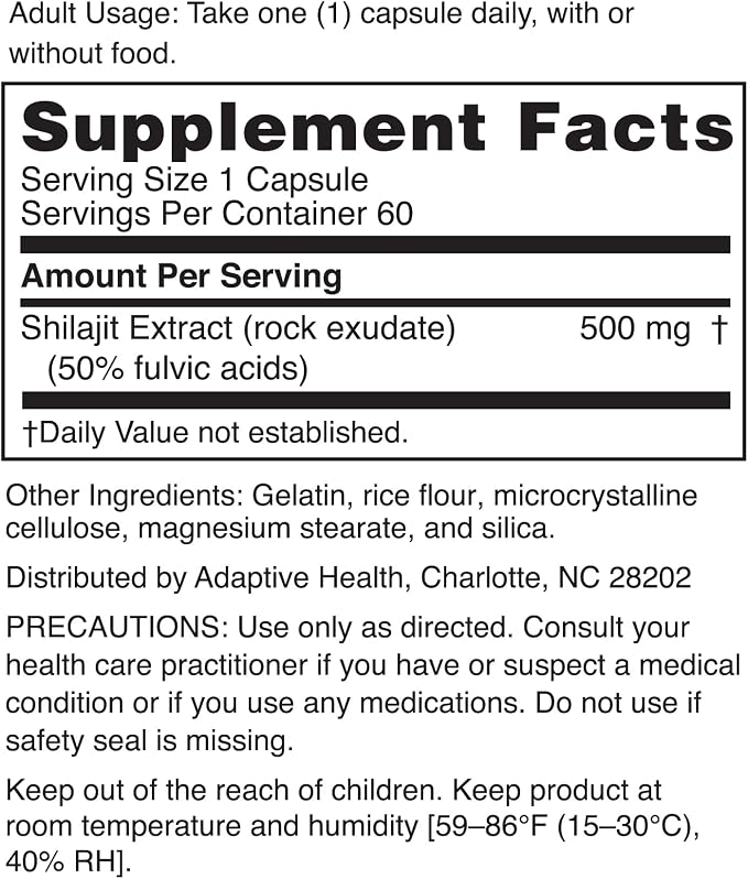 Nugenix Essentials Shilajit Capsules Supplement for Men and Women - 500mg, Standardized to 50% Fulvic Acids, Himalayan, 60 Capsules