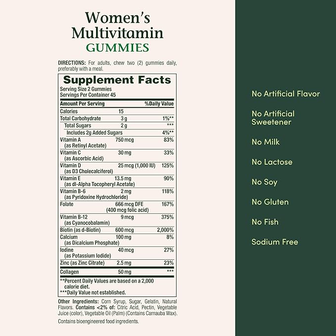 Nature's Bounty Women Multivitamin Gummies, Vitamin Supplements for Adults, General Health, Supports Immune and Bone Health, Mixed Berry and Raspberry Flavored, 90 Gummies