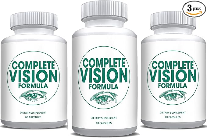 Pure Eye Health Vitamin & Mineral Supplements for Adults | Complete Research Vision Formula w/Bilberry, Lutein, Zeaxanthin, Lycopene, Resveratrol 60 Caps (3 Pack)