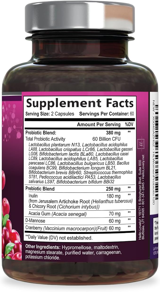 Probiotics for Women - Prebiotic and Probiotic Blend 60 Billion CFU Per Serving - 16 Strain Women's Probiotic for pH Balance & Vaginal Support - Digestive & Immune Support, Bottled USA - 120 Capsules