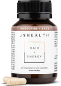 JSHealth Hair Growth Vitamins for Women. Hair + Energy with Kelp Iodine and Zinc. Supports Thickness, Strength, Energy. Nutritionist-Formulated (30 Capsules)