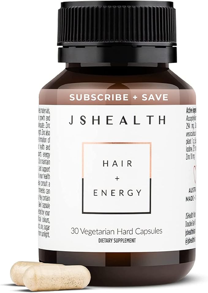 JSHealth Hair Growth Vitamins for Women. Hair + Energy with Kelp Iodine and Zinc. Supports Thickness, Strength, Energy. Nutritionist-Formulated (30 Capsules)
