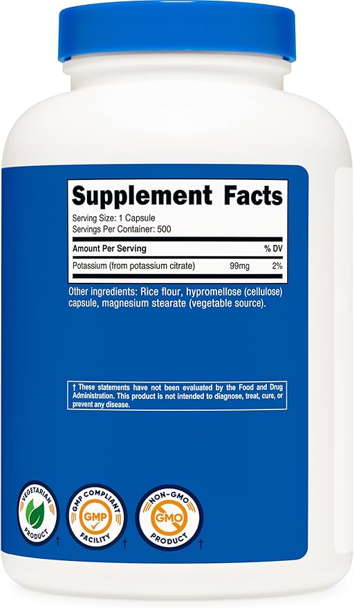 Nutricost Potassium Citrate 99mg, 500 Capsules