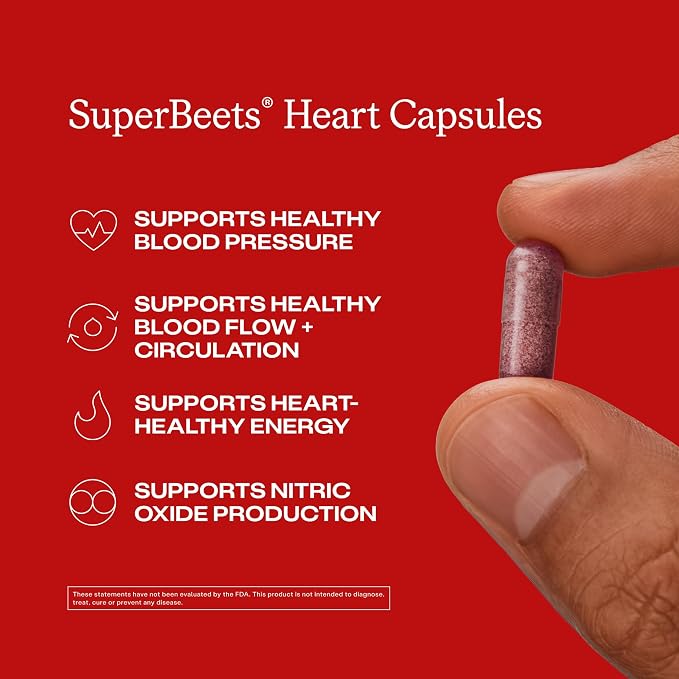 Humann SuperBeets Beet Root Capsules Quick Release 1000mg, Helps Support Nitric Oxide Production, Blood Pressure Support, Heart Health, Contains Non-GMO Beetroot Powder, Studied Antioxidants, 90 Count