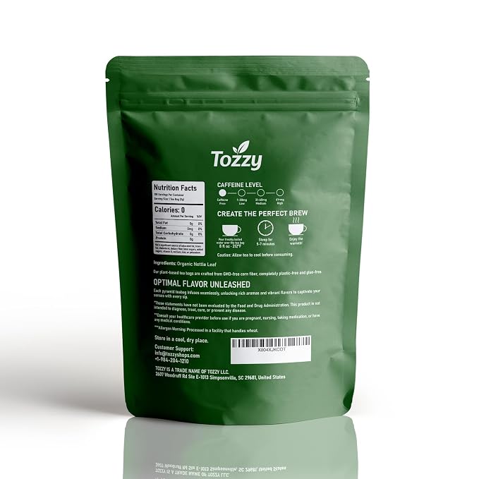 Tozzy Organic Nettle Leaf Tea – 100 Count, Plant-Based Pyramid Tea Bags