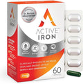 Active Iron Supplement 25mg, Clinically Proven to Increase Iron & Energy Levels, Maximum Absorption, Gentle, Non-Constipating, Avoids Nausea & Side Effects, 60 On-the-Go Foil Protected Capsules