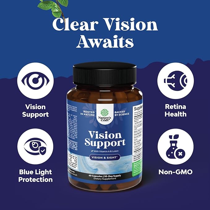 Bundle of Complete Eye Health Supplement for Adults for Vision Dry Eyes Pressure and Blue Light Protection and High Absorption Magnesium Complex Supplement for Sleep Stomach Digestion and Mood Support