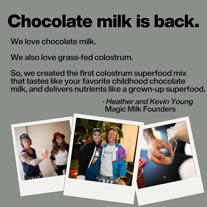 Magic Milk - New Zealand Grass-Fed Colostrum & Collagen | Supports Gut Health, Immunity, & Muscle Recovery | Bioactive Nutrients for Skin & Hair Health | Chocolate Milk Flavor | 20 Servings