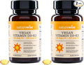 NatureWise Vegan Vitamin D3 + K2 - Natural D3 5000IU + Natural Vitamin K2 100mcg - Bone Support - High Absorption with Organic Cold-Pressed Olive Oil - Non-GMO, (Pack of 2)