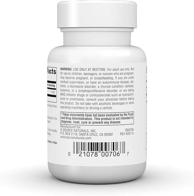 Source Naturals Sleep Science Melatonin, Non GMO Project Verified, Melatonin Dietary Supplement, 1mg - 100 Orange Flavored Lozenges