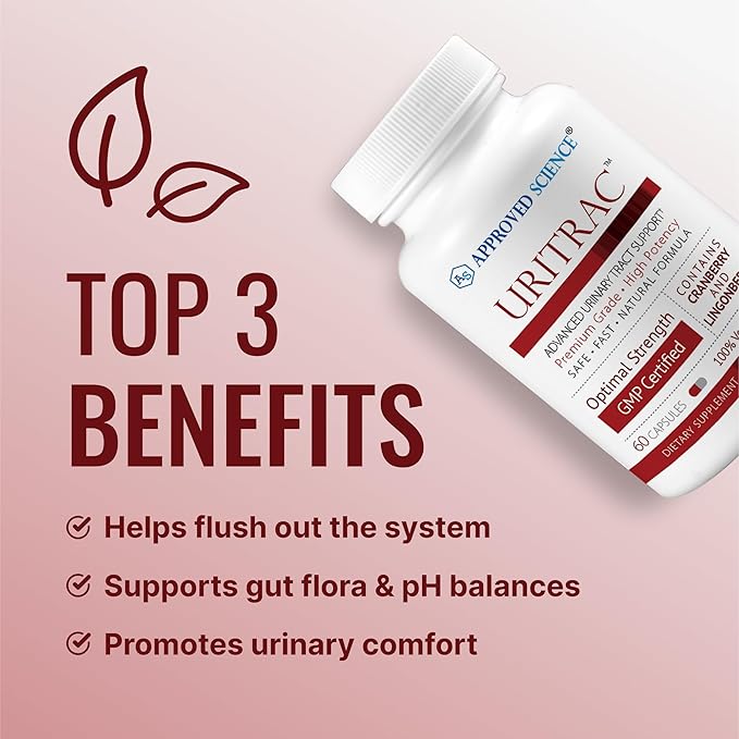 Approved Science® Uritrac™ - UTI Support - Cranberry, D-Mannose, Lingonberry - Vegan Friendly - 60 Capsules per Bottle - Pack of 3