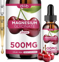 Magnesium Glycinate Supplement, Magnesium Glycinate Liquid Drops 500mg with Calcium, Zinc, Vitamin B6, D3, L-Theanine, Omega 3 for Sleep, Mood, Stress Relief, Bone, Muscle, Cherry Flavor