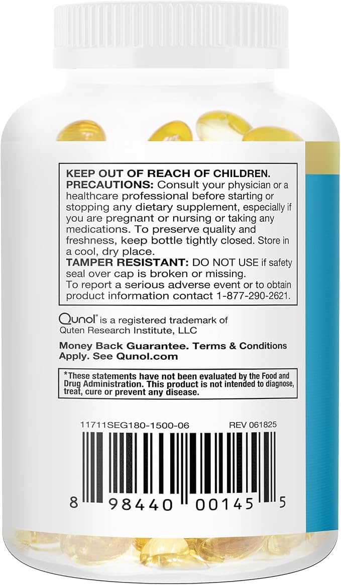 Qunol Fish Oil Omega 3 Mini Softgels, 1000mg Omega 3 EPA + DHA, Ultra Pure Supplements, Heart Health Support, Lemon Flavor, Easy to Swallow Minis, 3 Month Supply, 180 Count