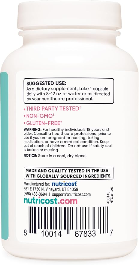 Nutricost Diindolylmethane DIM Supplement for Women 400mg, 120 Capsules, with Dong Quai, Calcium & Black Cohosh - Vegan, Non-GMO and Gluten Free
