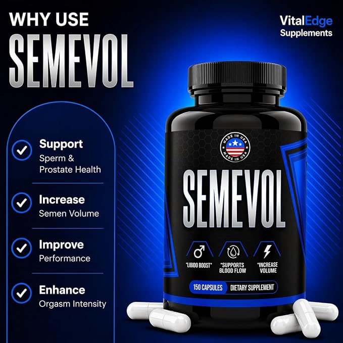 Semen Volume Booster Dietary Supplement for Men’s Fertility Health Support | Premium Dosing for Maximum Load and Quality Results | Made in the USA | 150 Capsules (1 Month Supply)
