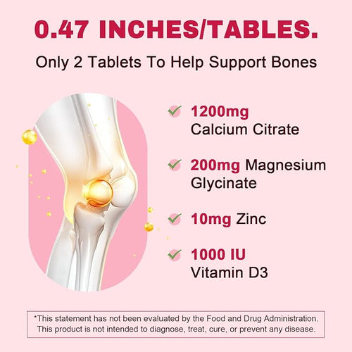 (2 Pack) Calcium Citrate with Vitamin D3 Supplement for Women & Men, Calcium Citrate 600/1200 mg with Magnesium Zinc D3 for Bone Muscle & Teeth Health - 120 Count - 120 Day Vegan Supply