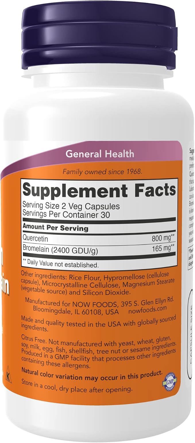 NOW Supplements, Quercetin with Bromelain, Balanced Immune System*, 60 Veg Capsules