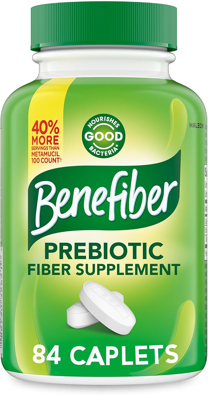 Benefiber Prebiotic GLP-1 Friendly Fiber Supplement Caplets, 84 Count